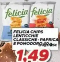 MA Supermercati Felicia chips lenticchie classiche paprica e pomodoro offerta