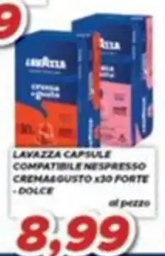 MA Supermercati Lavazza capsule compatibile Nespresso Crema Augusto x30 Forte Dolce offerta