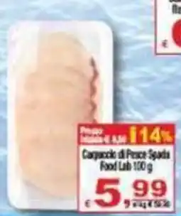 CTS Supermercati Carpaccio di Pesce Spada Food Lab offerta
