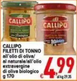 Iper Triscount Callipo filetti di tonno all’olio di oliva offerta