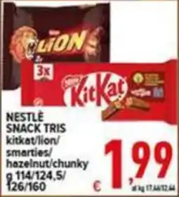 Iper Triscount Nestlé snack tris kitkat/lion/smarty/hazelnut/chunky offerta