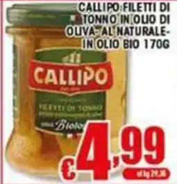 Sacoph Callipo filetti di tonno in olio di oliva al naturale offerta