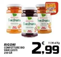 SpesaPiù Supermercati Rigoni confetture bio vari gusti offerta