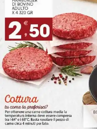 Hamburger di bovino adulto