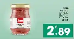 Mercadò Sisa filetti di alici in olio d'oliva offerta