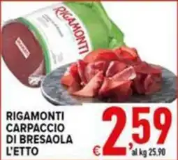 Iper Triscount Rigamonti carpaccio di bresaola offerta