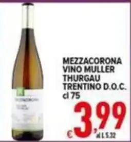 Iper Triscount Mezzacorona vino muller thurgau trentino d.o.c. offerta