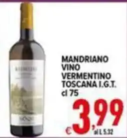 Iper Triscount Mandriano vino vermentino toscana i.g.t. offerta
