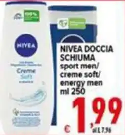 Iper Triscount Nivea doccia schiuma sport men/ creme soft/ energy men offerta