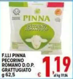 Iper Triscount F.LLI PINNA PECORINO ROMANO D.O.P. GRATTUGIATO offerta