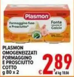 Iper Triscount Plasmon omogeneizzati formaggino e prosciutto cotto offerta