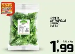SpesaPiù Supermercati Orto in tavola spinaci offerta