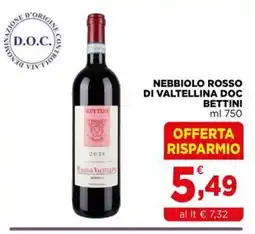 Gran mercato Nebbiolo Rosso di Valtellina DOC Bettini offerta