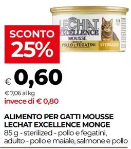 Unicoop Alimento per gatti mousse Lechat Excellence Monge offerta
