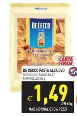 Pim Supermercati De Cecco pasta all'uovo offerta