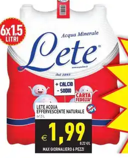 Pim Supermercati Lete acqua effervescente naturale offerta