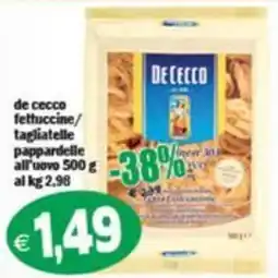 Il Castoro Supermercati de cecco fettuccine/ tagliatelle pappardelle all'uovo offerta