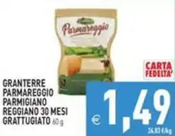 Pim Supermercati Granterre Parmareggio Parmigiano Reggiano 30 mesi grattugiato offerta