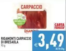 Pim Supermercati Rigamonti Carpaccio di Bresaola offerta