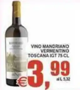 Pewex Vino Mandriano Vermentino Toscana IGT offerta