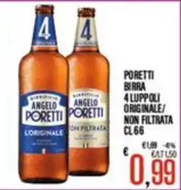 Supermercati EffePiù Poretti birra 4 luppoli originale/non filtrata offerta