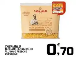 SpesaPiù Supermercati Casa Milo tagliatelle/tagliolini all'uovo fresche offerta