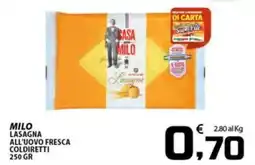 SpesaPiù Supermercati Milo lasagna all'uovo fresca offerta