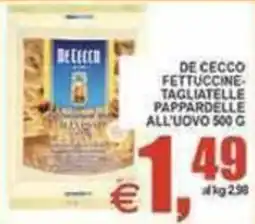 Pewex De Cecco Fettuccine-Tagliatelle Pappardelle all'uovo offerta