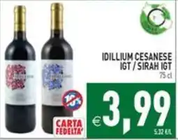 Pim Supermercati Idillium Cesanese IGT / Sirah IGT offerta