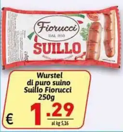Ipercarni Wurstel di puro suino Suillo Fiorucci offerta