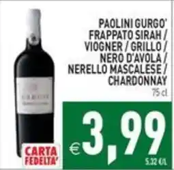 Pim Supermercati Paolini Gurgò Frappato Sirah / Viogner / Grillo / Nero d'Avola / Nerello Mascalese / Chardonnay offerta