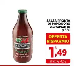 Gran mercato Salsa pronta al basilico ciliegino Agromonte offerta