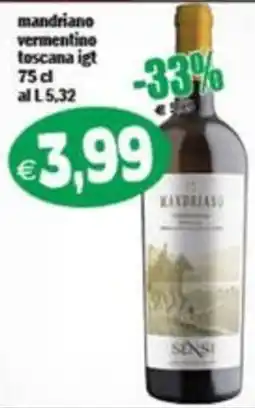 Il Castoro Supermercati Mandriano vermentino toscana igt offerta