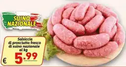 Ipercarni Salsiccia di prosciutto fresco di suino nazionale offerta