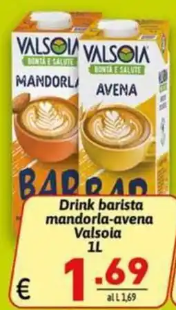 Ipercarni Drink barista mandorla-avena Valsoia offerta