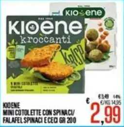 Supermercati EffePiù Kioene mini cotolette con spinaci/ falafel spinaci e ceci offerta