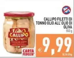 Pim Supermercati Callipo filetti di tonno olio all'olio di oliva offerta