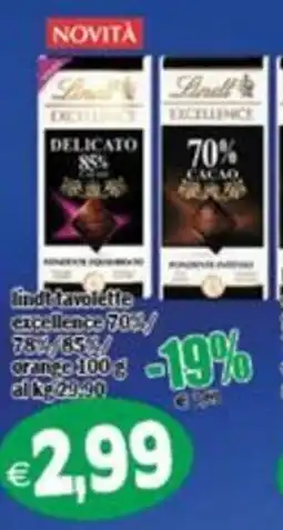 Il Castoro Supermercati Lindt tavolette excellence offerta