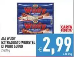 Pim Supermercati Aia Wudy extragusto wurstel di puro suino offerta