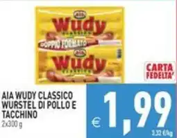 Pim Supermercati Aia wudy classico wurstel di pollo e tacchino offerta
