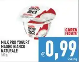 Pim Supermercati Milk Pro yogurt magro bianco naturale offerta