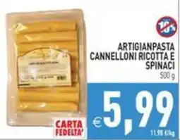 Pim Supermercati Artigianpasta Cannelloni Ricotta e Spinaci offerta