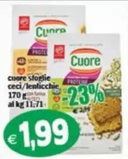 Il Castoro Supermercati Cuore sfoglie ceci/lenticchie offerta