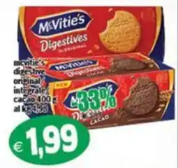 Il Castoro Supermercati McVitie's Digestives integrale cacao offerta