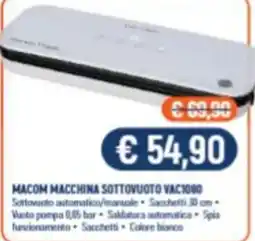 Vantaggi Sottocasa Macom macchina sottovuoto vac1080 offerta