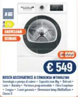 Vantaggi Sottocasa Bosch asciugatrice a condensa WTH6521II offerta