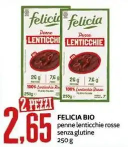 PRO7 Supermercati Felicia bio penne lenticchie rosse senza glutine offerta