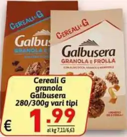 Ipercarni Cereali G granola Galbusera offerta
