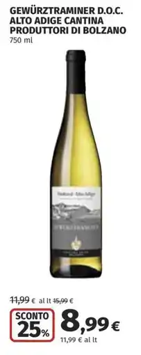 Coop Superstore Gewürztraminer D.O.C. Alto Adige Cantina Produttori di Bolzano offerta