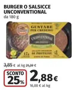 Coop Superstore Burger o salsicce unconventional offerta